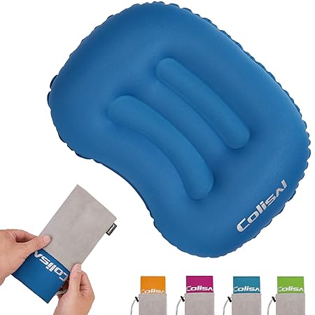 Colisal Aufblasbares Kissen Camping Kopfkissen Klein Selbstaufblasendes Luftkissen Outdoor Reisekissen für Strand Flugzeug Au