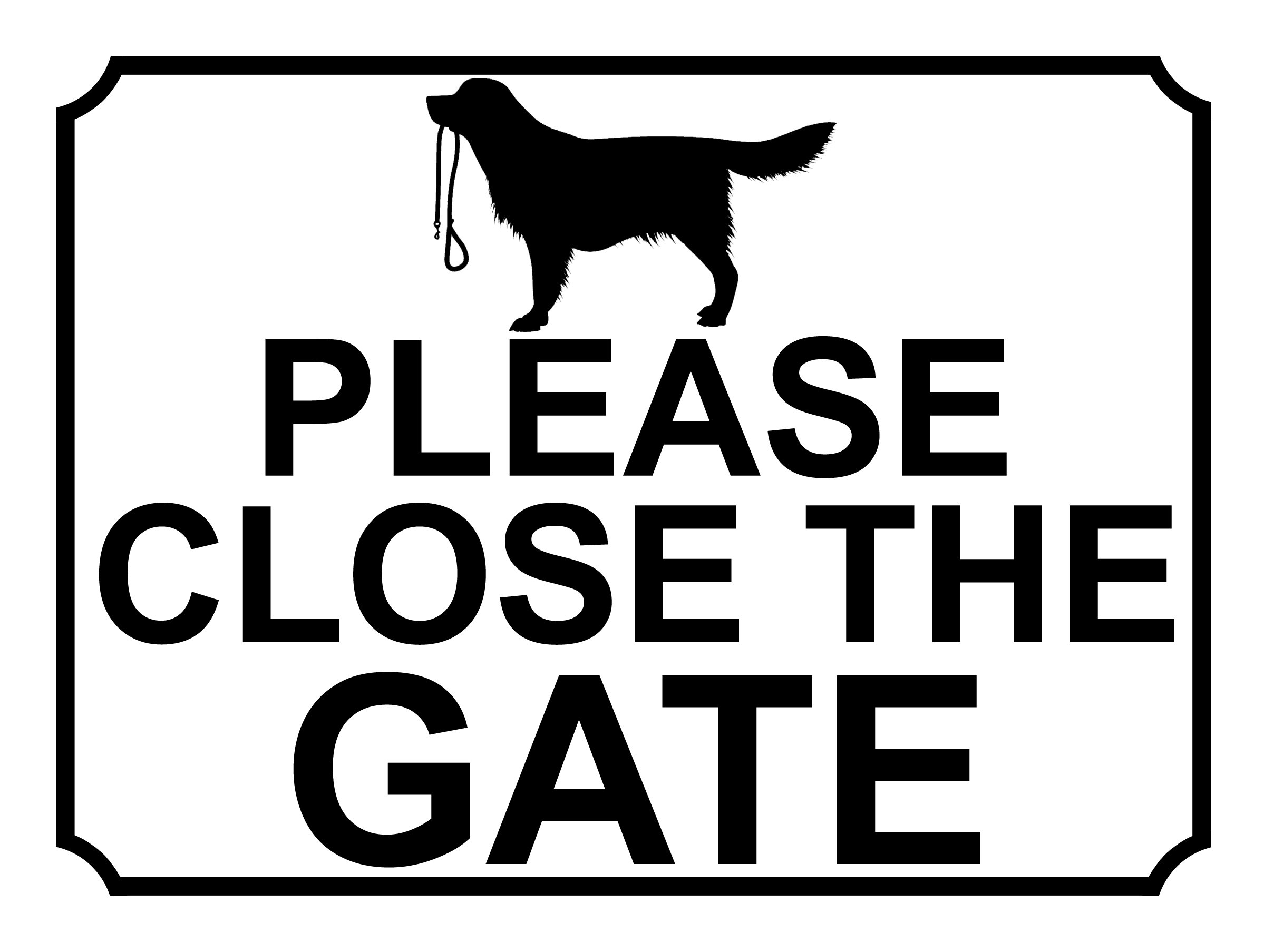 SHAWPRINT PLEASE CLOSE THE GATE DOG THEME METAL SIGN 267MM X 200MM (460H1L) LARGE 10" X 8"