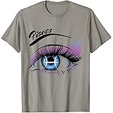 Pisces Eyelashes Zodiac Sign Horoscope Lashes Women T-Shirt