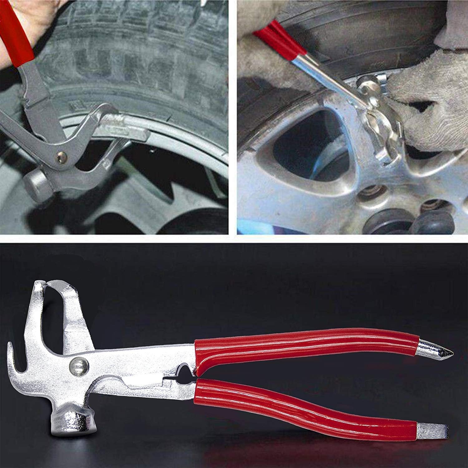 Jecr Wheel Weight Pliers – Balance Hammer Plier Tool for All Auto - Tire Balancing Weight Installer and Removal Tool - Remover Pliers for Wheel Weight Balance: Automotive