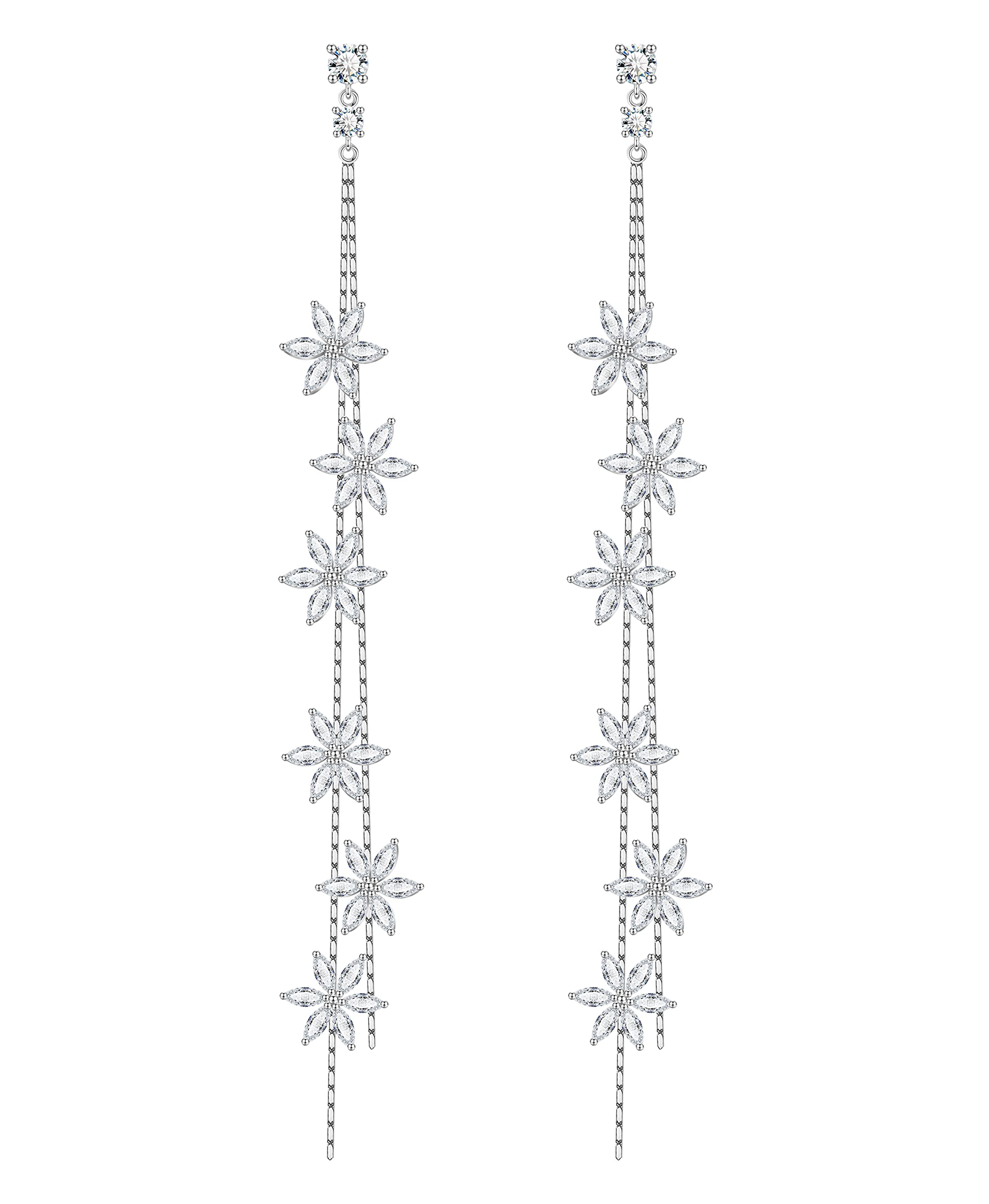 KristLand - Elegant Tassel Earrings Freshwater Cultured Pearl Cubic Zirconia Drop Pendant Stud Gifts for Girlfriend/Wife/Daughter Flower Zirconia