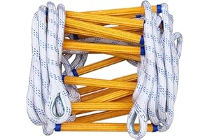 CRAYZA Fire Escape Ladder, 16.5 Feet Portable Safety Rope Ladder with 2 Hooks for 2-3 Story Homes, Multi-use for Kids and Adults