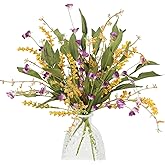 HO2NLE 4Pcs Artificial Flowers Bundles Wild Flowers Bouquet Artificial Greenery Shrubs Floral Arrangement Faux Flowers Decor Indoor for Spring Farmhouse Home Kitchen Table Centerpieces Decoration
