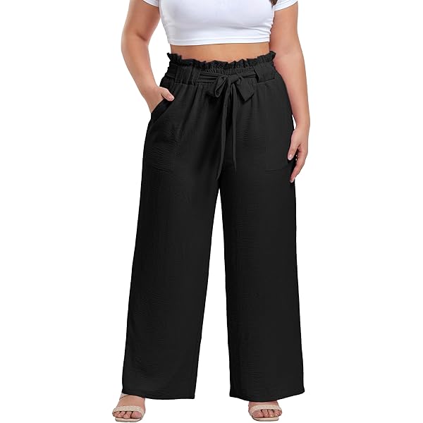 SEKINO Women's Plus Size Wide Straight Leg Pants High Waisted