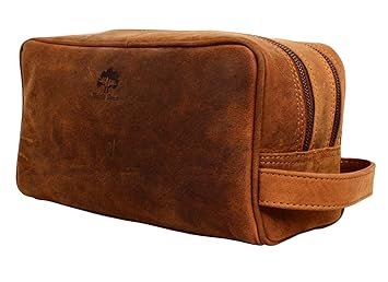 Rustic Town kulturtasche kulturbeutel Leder | Leather Toiletry Bag wash Bag | Leder Kosmetiktasche Waschtasche Reise-Tasche f