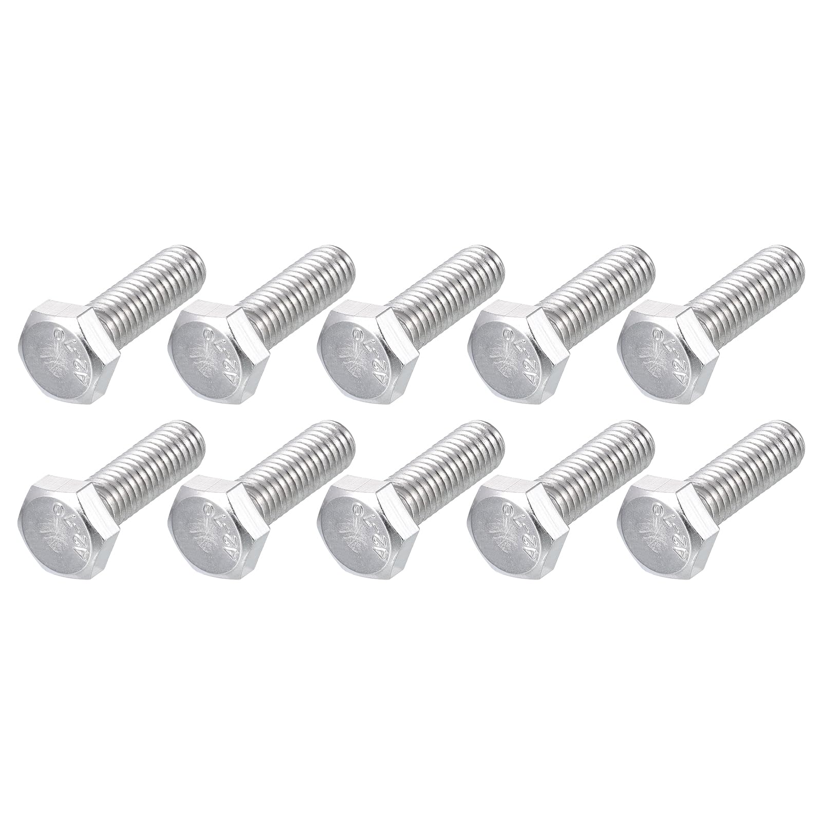 METALLIXITY Hex Bolts (M6-1x20mm) 50Pcs, 304 Stainless Steel Coarse Fully Threaded Hex Head Screw Bolt Machine Screws - for Furniture Repair, Silver