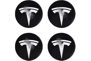 Powlamks 4 PCS Wheel Center Hub Cap Sticker for Model 3 / Model Y, Wheel Rim Cover 2.2” Center Cap Sticker Compatible for Tesla Hubcaps with Logo Emblem, Waterproof Adhesive Backing, Black & White