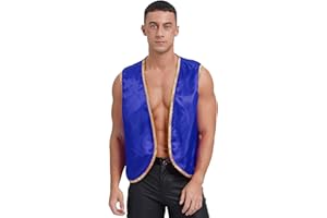 Shinsto Men Arabian Prince Vest Costume Open Front Cardigan Pirate Indian Waistcoat Coat Tops
