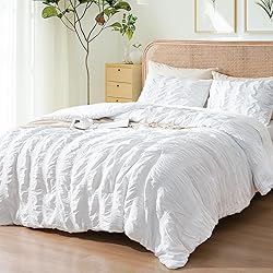 PHF Soft Seersucker Comforter Set Queen Size, 3