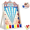 Fulmoon Disk Drop Game with 10 Disks Fun Carnival Game Circus Theme Party Game Wood Family Board Game for Carnival Party Decorations Birthday Party Supplies Activities 15.7 x 10 Inch