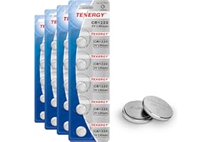 Tenergy CR1220 3V Lithium Button Cell Battery, for Keys, Watches, Accessories, 20 Count