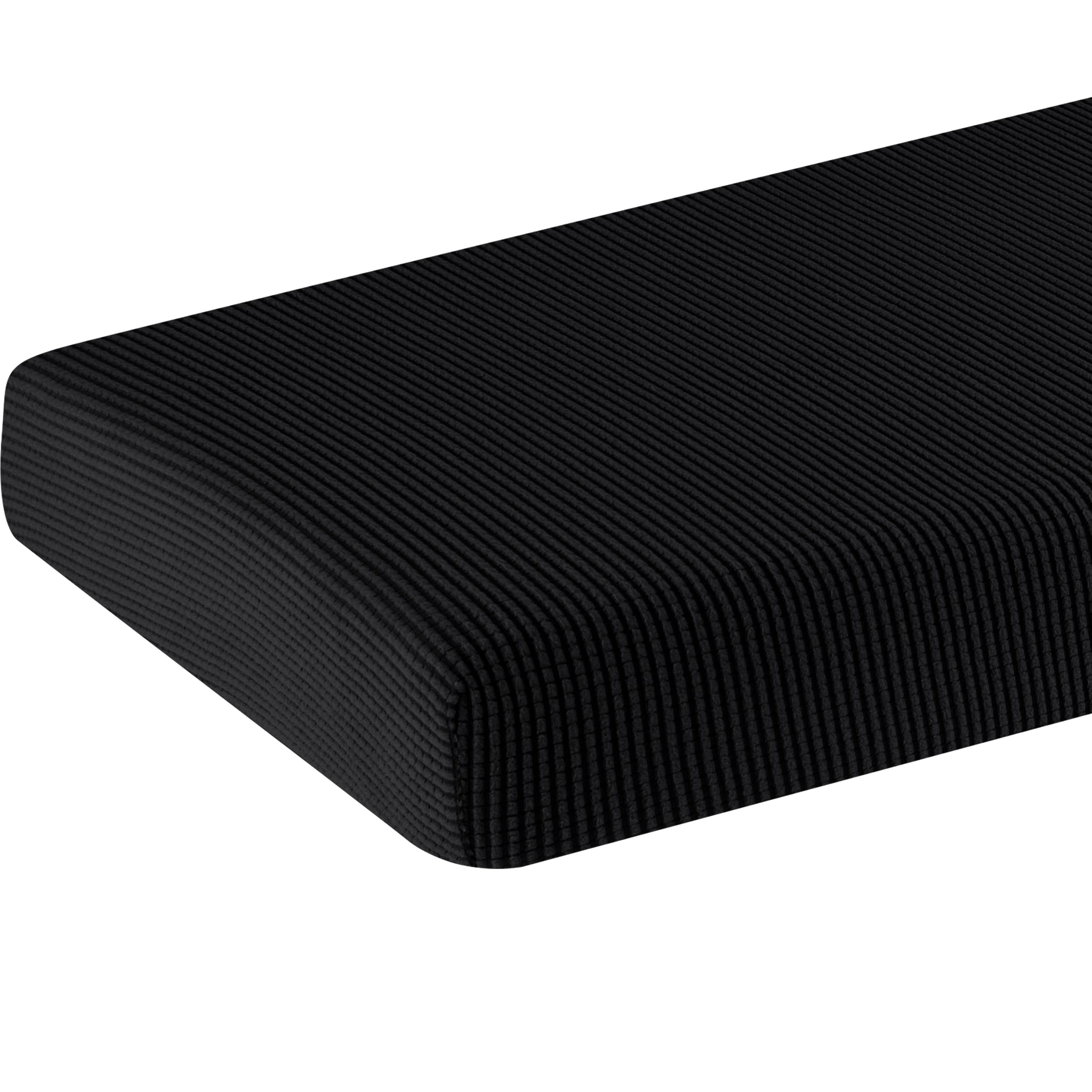 SU SUBRTEX Sofa Seat Cushion Covers Stretch Protective Polyester Fabric Slipcovers (3 Seater, Black)