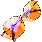 Orange Blue Light Blocking Glasses for Better Sleep - Premium Stainless Amber Orange Computer Migraine Glasses for Women & Men - Amber fl 41 Gaming Blue Light Blockers for Eye Strain & Fatigue