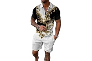 Kubsid Men Track Suits 2 Piece Set Summer Casual Outfits Fashion Polo Shirts Short Sleeve and Shorts Set Vacation Clothes