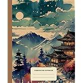 Composition Notebook College Ruled: Japanese Landscape Vintage Illustration | Lined Paper Journal For School, College, Office, Work - 7.5" x 9.25" - 110 Pages