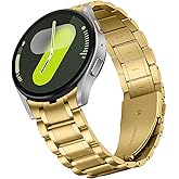 HITZEE Stainless Steel No Gap Bands Compatible with Samsung Galaxy Watch 7/6/5/4/FE Band 40/44mm/Watch 6 Classic 43/47mm/Watch 5 Pro, Samsung Watch Metal Band Strap Designed for Men/Women, Gold