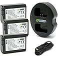 NP-FW50 Wasabi Power Camera Battery (3-Pack) & Dual USB Charger for Sony ZV-E10, Alpha a6000, a6300, a6400, a6500, a7, a7 II,