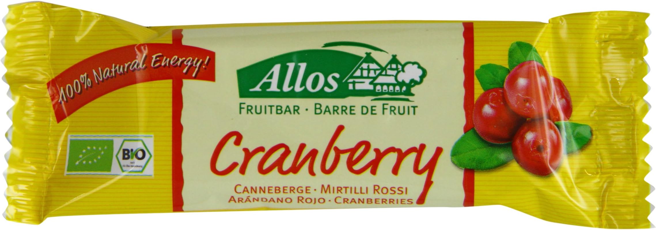 Allos Organic Cranberry Fruit Bar 40 g (Pack of 25)