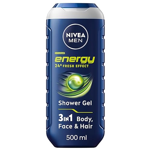 NIVEA MEN Energy Shower Gel (500 ml), Moisturising 3-in-1 Body Wash for Men with Mint Extract, Invigorating and Energising NIVEA MEN Shower Gel