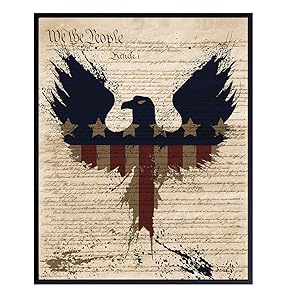 American Pride Dictionary Wall Art - 8X10 US Constitution Poster for Office or Home Decor - Patriotic Gift for Americana Fans - Vintage Decoration - Memorial, Veterans Day or 4th of July Print