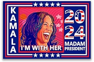 PQJSJDR 10 Pack Kamala Harris 2024 Stickers, 5 inches x 3 inches I'm with Her, Madam President Kamala Harris 2024 Bumper Stickers,USA Election Political Decals for Cars, Trucks, Windows, Laptops