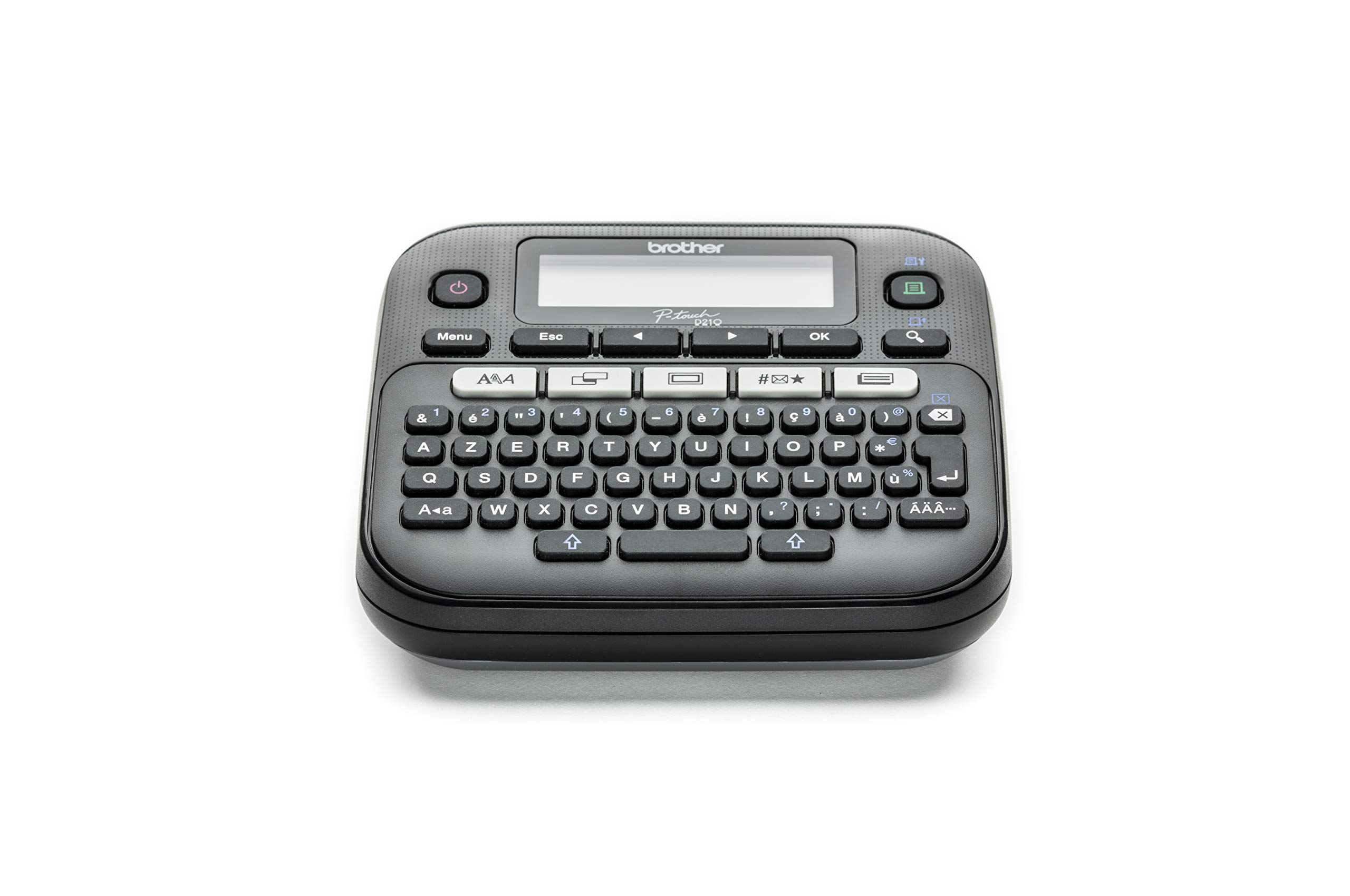 Brother PT-D210 Compact Office Label Maker | Wide Choice of Symbols | Comes with 1 TZe Tape Black/White 12 mm