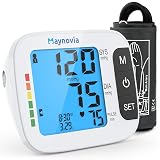 Maynovia Upper Arm Blood Pressure Monitor with Wide Cuff, Automatic Digital BP Machine for Home Use, Voice Broadcast, Large Backlit Display, Irregular Heartbeat Detection,2×60 Memory (White)