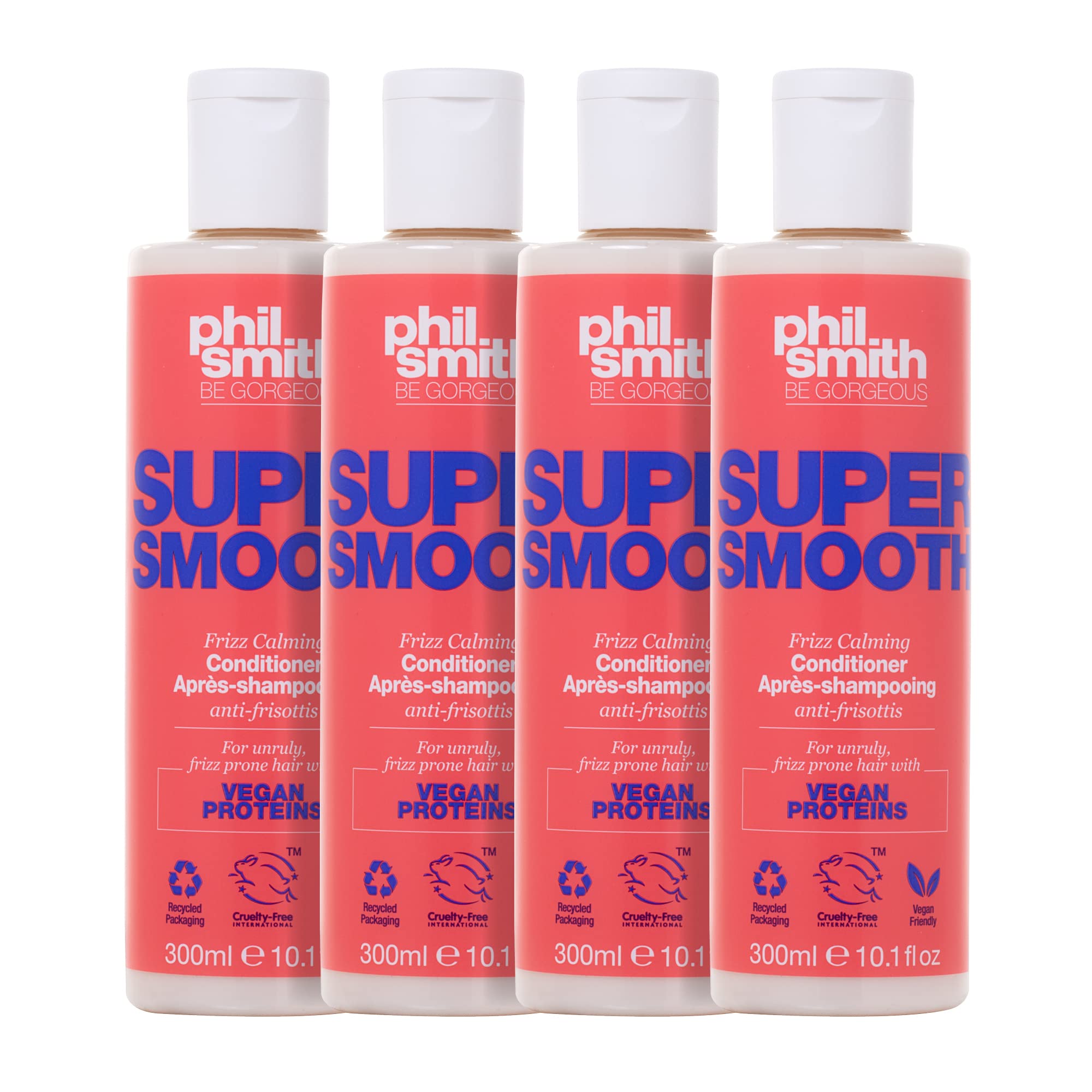Phil Smith Be Gorgeous | Super Smooth Frizz Calming Conditioner | For Frizz Prone Hair | Vegan Friendly | Silky Smooth Nourishing | 300ml | Pack of 4