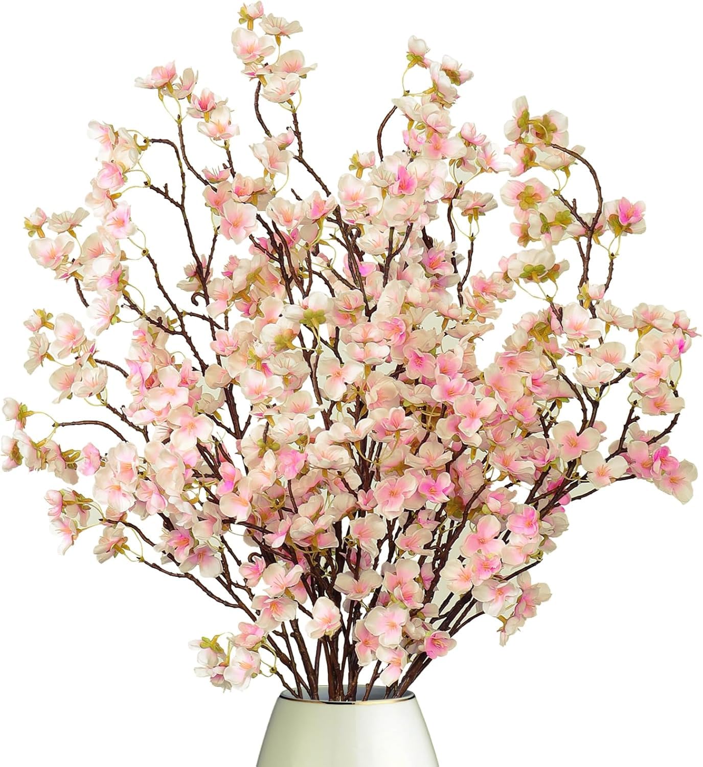 Dremisland 4PCS Artificial Cherry Blossom Branches Pink Plum Blossom 39.3in Winter Fake Flowers Tree Stems Silk floral Plants Desk Spring Decoration for Wedding Bouquets Party Table Vase Decor