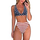 fatty tiger Womens High Waisted Thong Bikini Sets Sexy Brazilian Triangle Top Deep V Neck Two Piece Swimsuit Bathing Suits