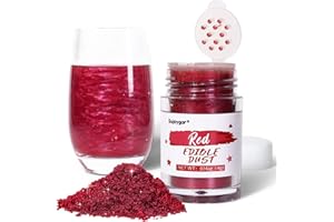 Ruby Red Edible Glitter for Drinks, 4g Food Grade Sujoygar, Shimmer Luster Dust for Cake Decorating, Baking, Strawberries, Cocktail, Chocolates, Cupcakes