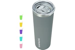 BJPKPK Skinny Tumbler with Lid 20 oz Stainless Steel Slim Vacuum Insulated Tumblers Cup,Gray