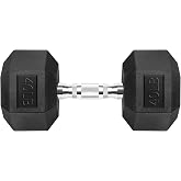 Hex Dumbbells Rubber Coated Cast Iron Dumbbell for Exercises | 2.5-40 lb Dumbbells Pair for Home Gym Strength Training, Ultra-low odor rubber, Crack and Chip Resistant, Ergonomic Knurled