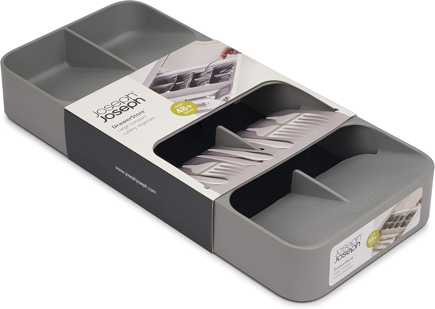 Joseph Joseph Drawer Store Large Compact Cutlery Organizer Gray