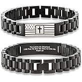 HSM Christian Bracelet for Men– Mens Bracelet with Bible Verse, Faith & Patriotic Stainless Steel Bracelets for Men, Religious Gift for Husband, Dad, Son – Adjustable