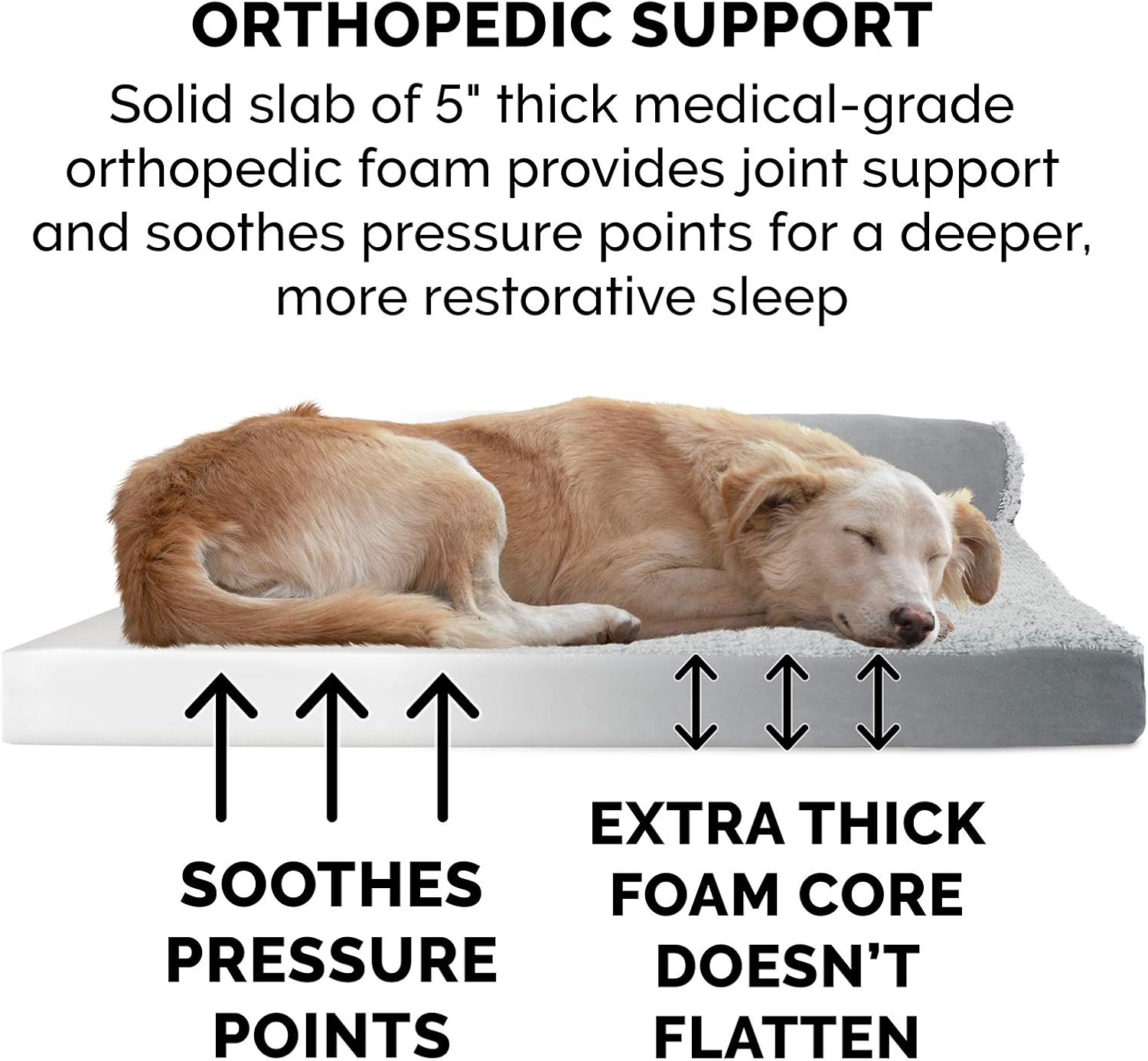Furhaven Pet Dog Bed - Deluxe Orthopedic Two-Tone Plush and Suede L Shaped Chaise Lounge Living Room Corner Couch Pet Bed with Removable Cover for Dogs and Cats, Stone Gray, Jumbo Plus : Pet Supplies