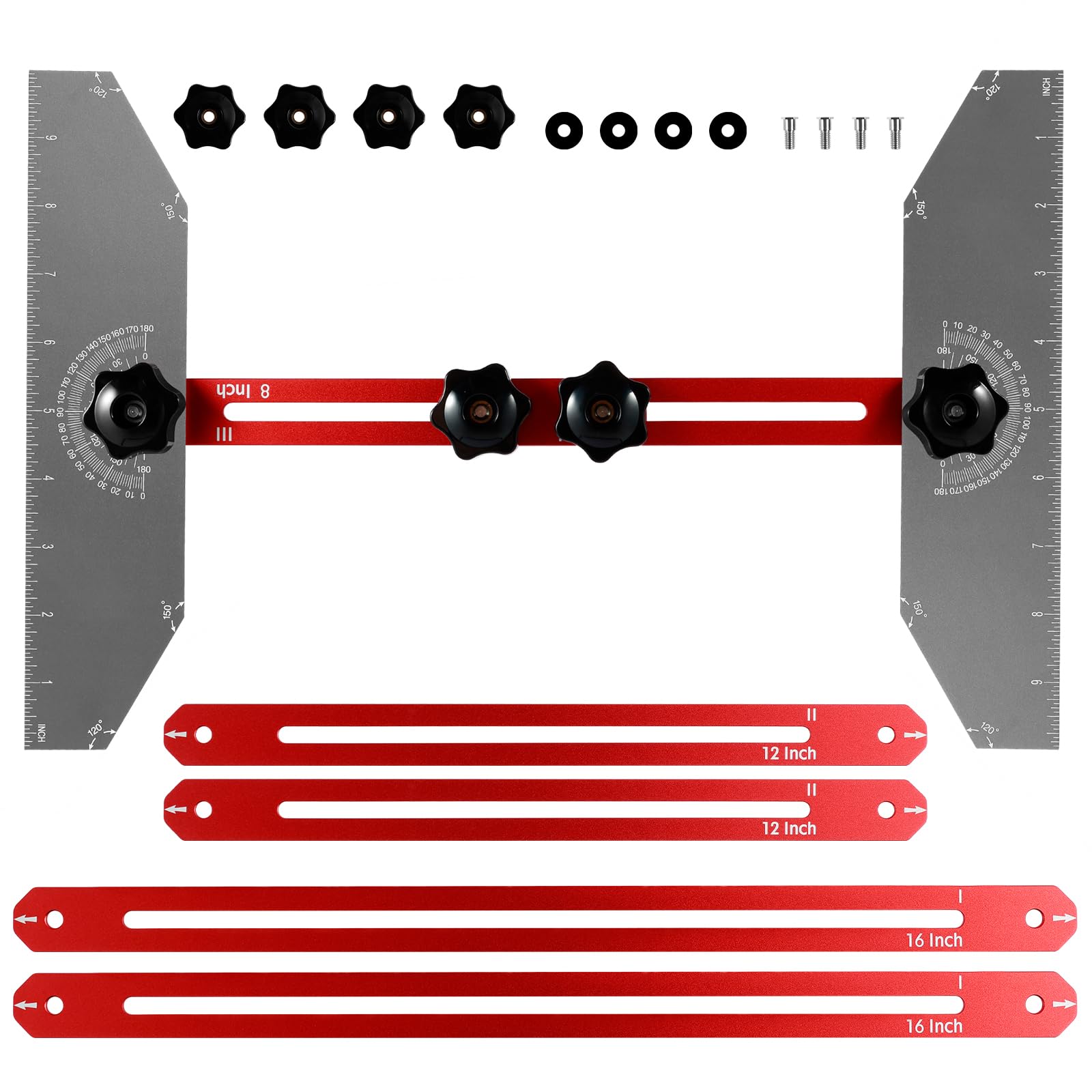 Stair Tread Template Tool 11-60inch Aluminum Alloy Stair Measuring Tool Precise Stair Tread Gauge Portable Stair Tread and Shelf Template Jig Layout Tool for Woodworking Stairs Risers Drywall Shelf