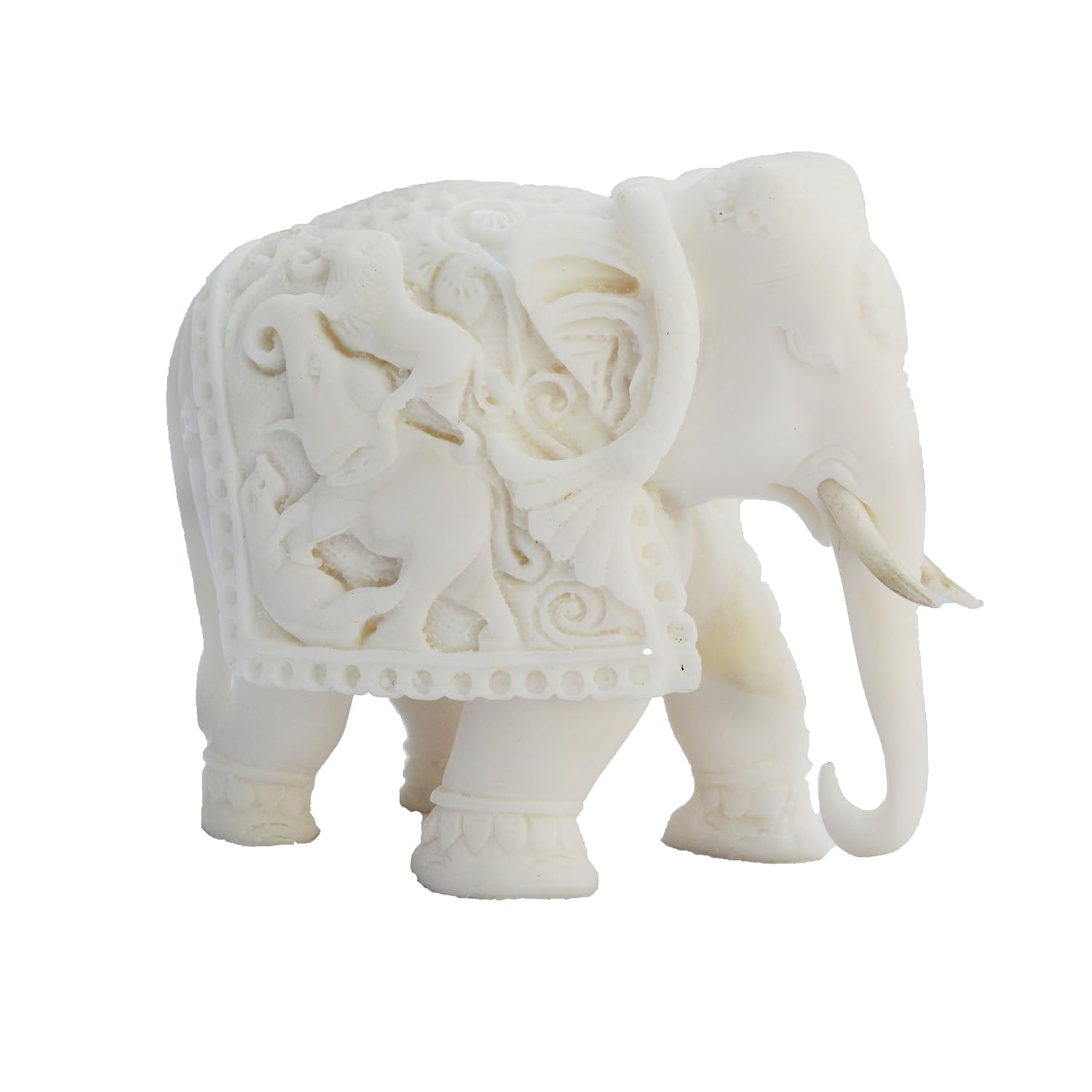 Ecraftindia Delicate Pure White Elephant Statue Lxwxh 3 5in X 1 5in X 3in Amazon In Home Kitchen