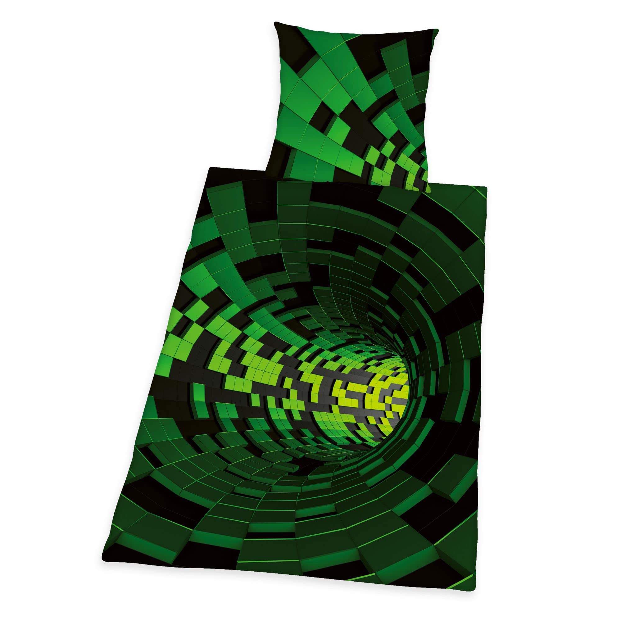 Herding 3D-Effect Bedding Set, Pillowcase 80 x 80 cm, Duvet Cover 135 x 200 cm, With smooth running zip, 100% Cotton/Renforcé