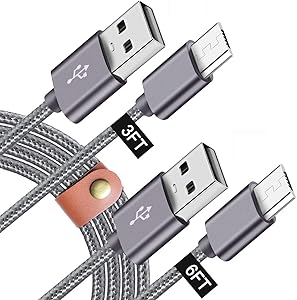 Phone Charger Cords for Motorola Moto E 2020,E6 E5 Play G5 G5s G4 E4 Plus Go/Cruise,Samsung Galaxy Note 4/5,Nokia 4.2/3.1,LG K40,Micro USB Power Cable,Durable Nylon Braided Fast Charging Wire 3FT+6FT