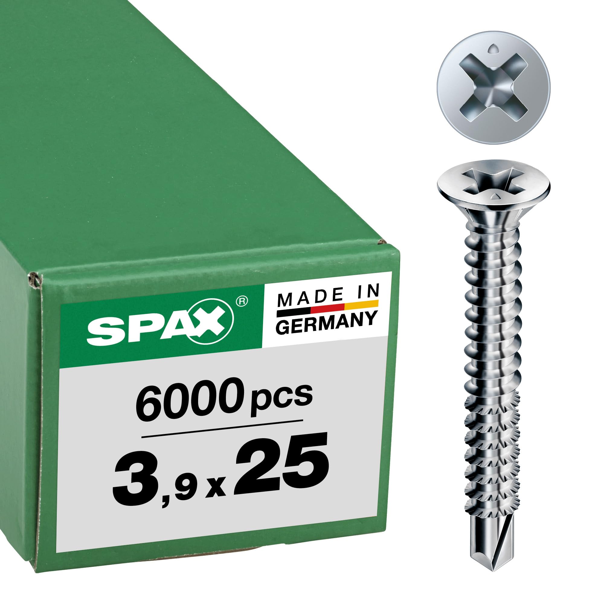 FEX-A, 3.9 x 25 mm, 6000 pieces, coarse thread, countersunk head, Phillips H2, drill tip, Wirox - 1401470390258