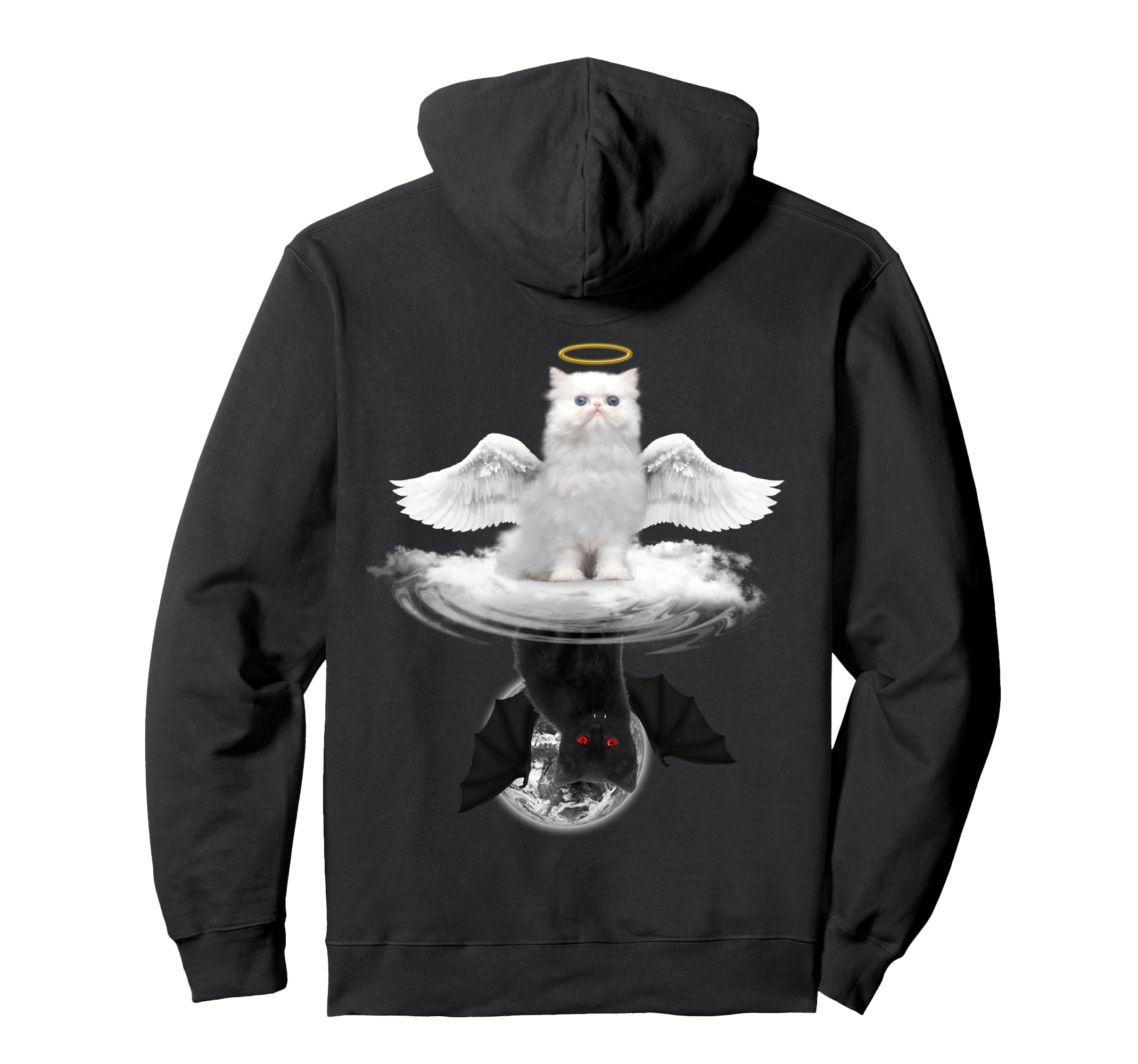 Angel Cat And Devil Cat Funny Kitty Kitten Cats Lovers Pullover Hoodie