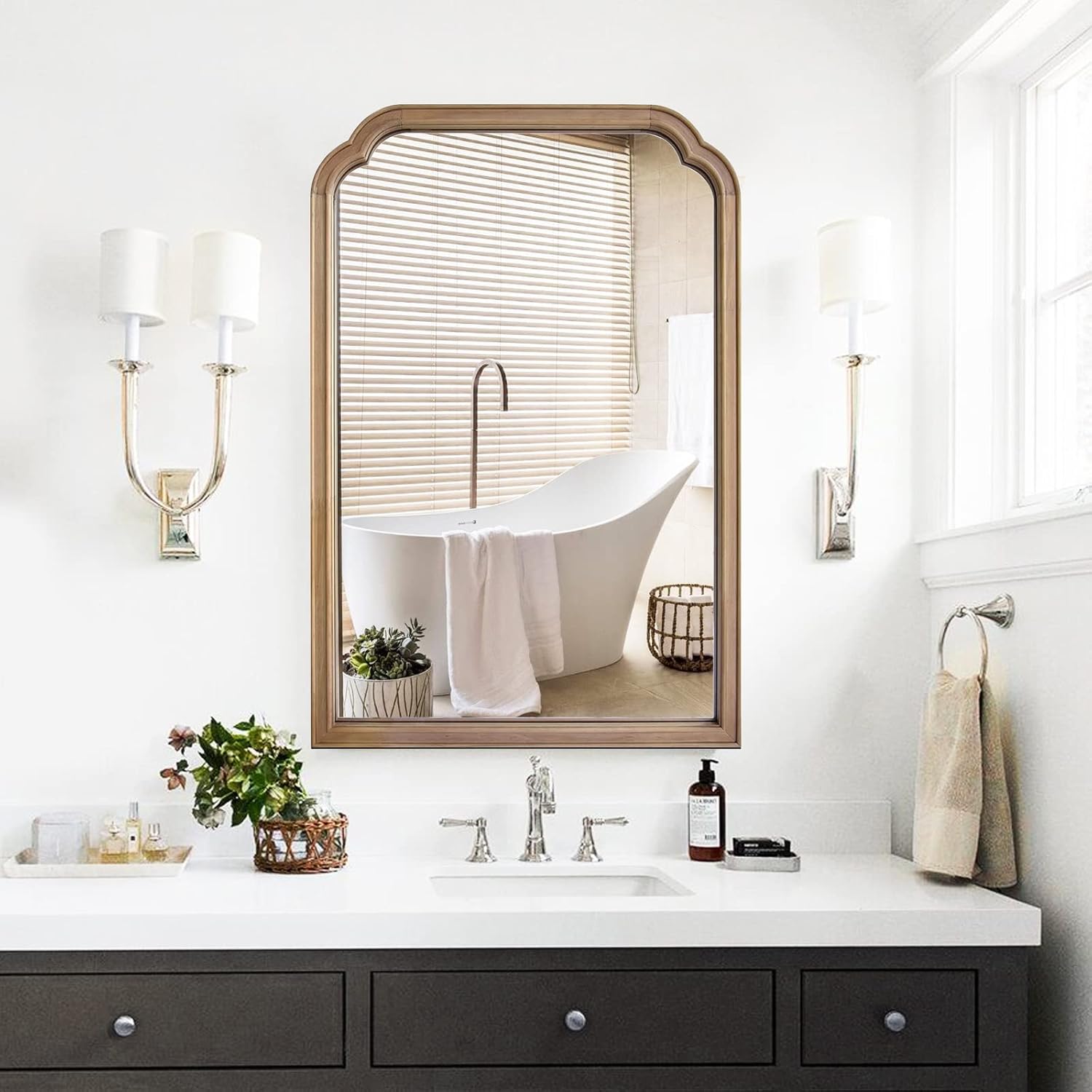 Mirrors - WallBeyond Wood Bathroom Mirrors for Wall Mounted, 24