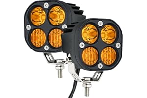 2-Pack 40W 3Inch Yellow Combo Beam LED Pod Light - Bright Off-Road Driving Fog Lights, Waterproof Auxiliary Ditch Lights for 