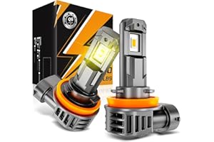 Auxbeam Q6 Series H11 H8 H9 LED Fog Light bulbs, 12000LM Super Bright 600% Brighter H11 Fog Lights LED Bulbs, 3000K Golden Ye
