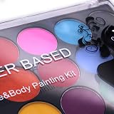 POFET 15 Color Non-Toxic Face Paint Palette with Brush Kids Halloween Art Show view 2