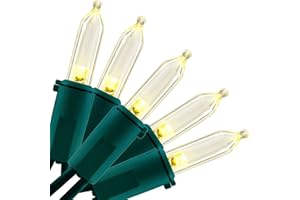 YULETIME Warm White LED Christmas Lights with Green Wire, 33 ft 100 Count UL Certified Commercial Grade Holiday String Light Set (Warm White - Green Wire)