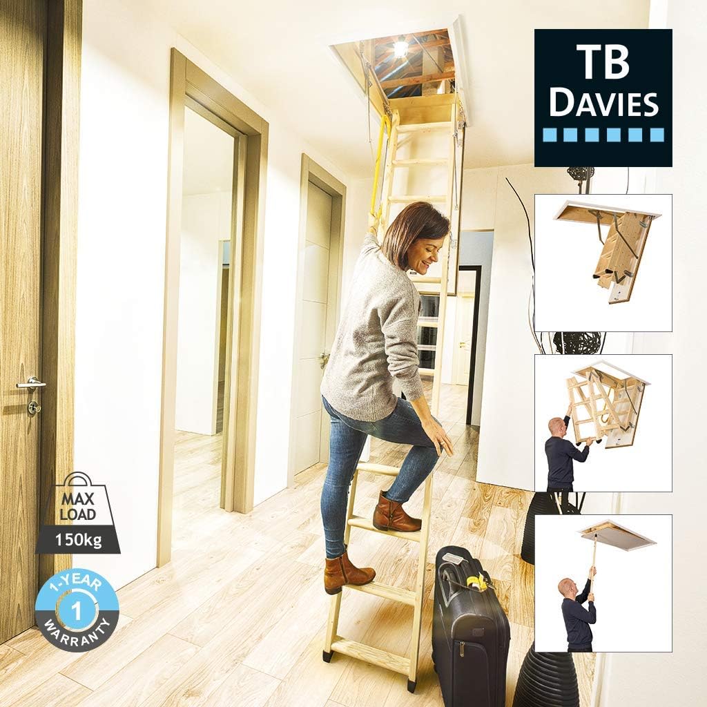 TB Davies 1530-005 EnviroFold 3-section Wooden Loft Ladder with Hatch, 33mm Insulation, 1.11 W/m2oC - Image 4