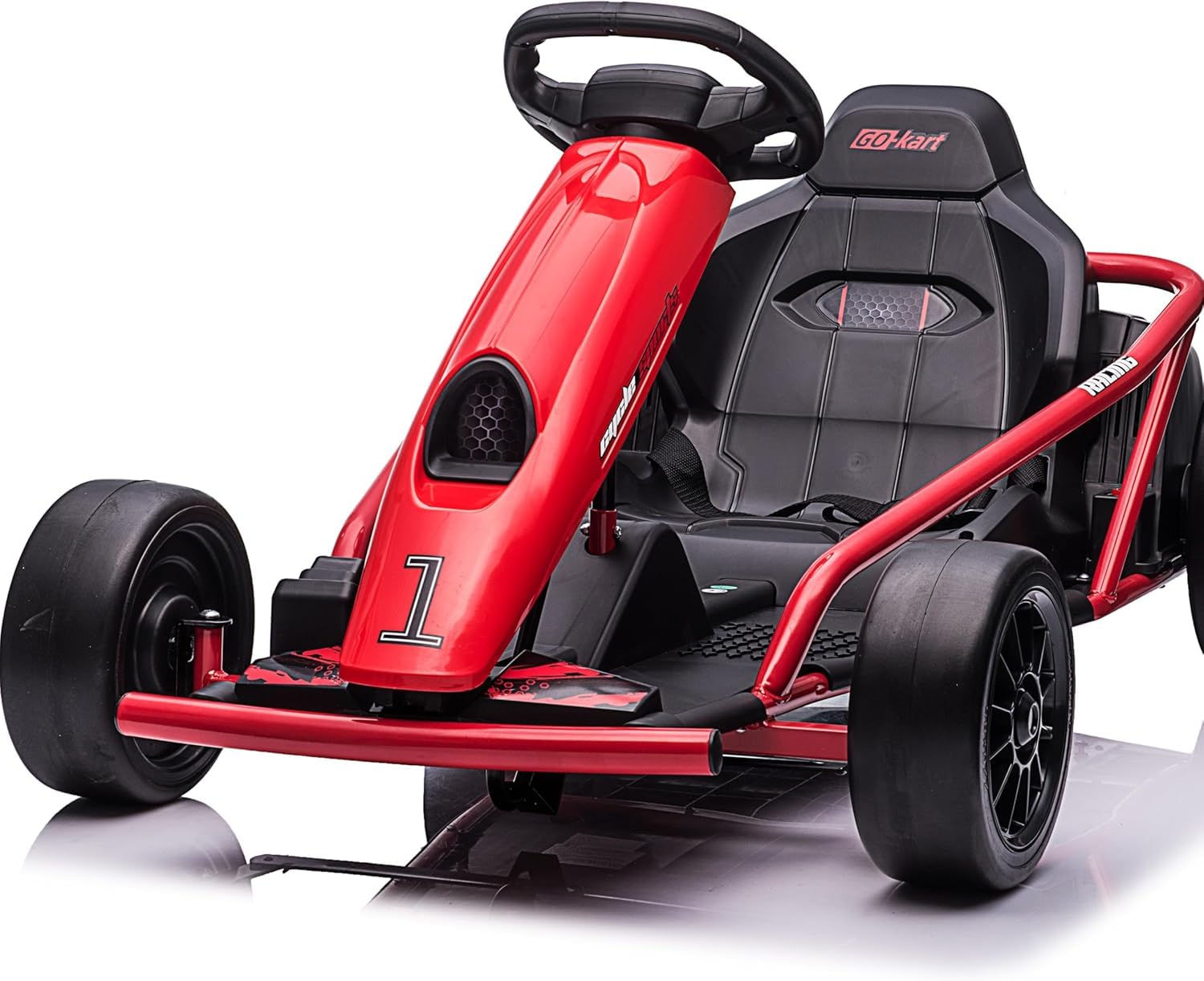 Photo 1 of *Small scratches* Go Kart Electric Drift Kart Car, 24V Outdoor Ride on Toy, Fast 2×300W Motor, 8 MPH High Speed Drift Car, with Music and Slow Start, for Kids 8-12 Years Old Racing Toys (Rot)