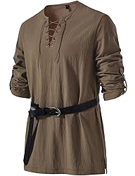 JEMITOP Men's Renaissance Costume Retro Lace Up